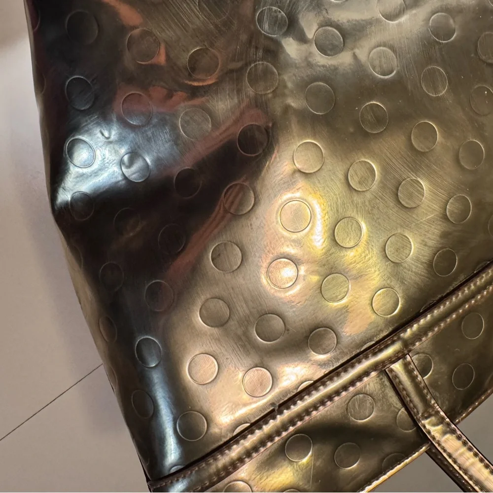 Retro Kate Spade New York Gold Metallic Tote Bag Purse RARE Handbag - Picture 11 of 16
